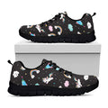 Star Space Unicorn Pattern Print Black Running Shoes