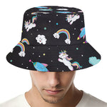 Star Space Unicorn Pattern Print Bucket Hat