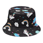 Star Space Unicorn Pattern Print Bucket Hat