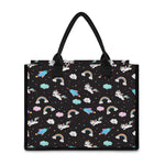 Star Space Unicorn Pattern Print Canvas Tote Bag