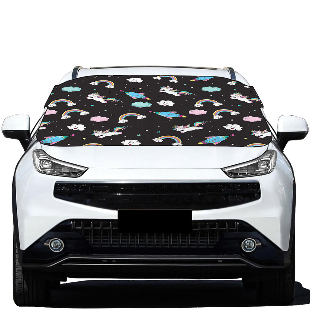 Star Space Unicorn Pattern Print Car Windshield Snow Cover