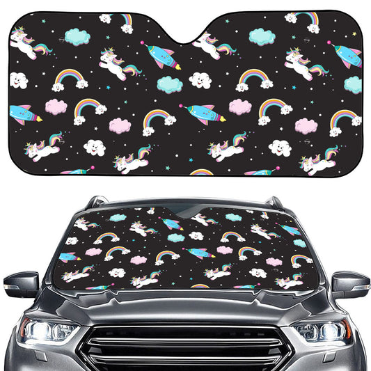 Star Space Unicorn Pattern Print Car Windshield Sun Shade