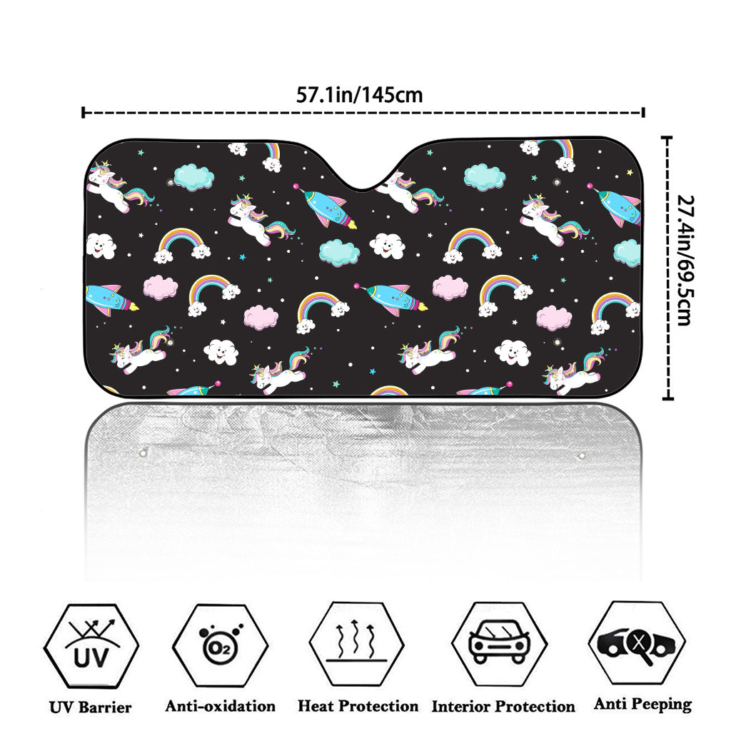 Star Space Unicorn Pattern Print Car Windshield Sun Shade