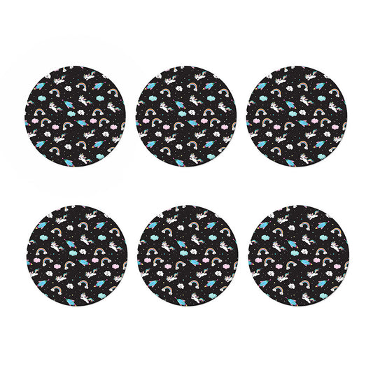 Star Space Unicorn Pattern Print Coaster Set