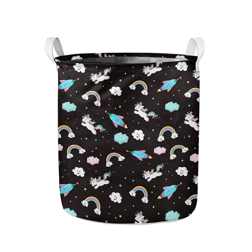 Star Space Unicorn Pattern Print Collapsible Laundry Basket