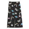 Star Space Unicorn Pattern Print Cotton Front Slit Maxi Skirt