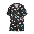 Star Space Unicorn Pattern Print Cotton Hawaiian Shirt