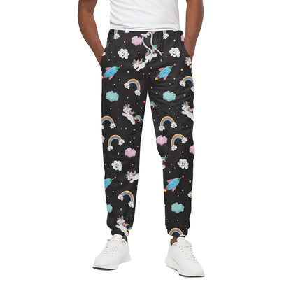 Star Space Unicorn Pattern Print Cotton Pants