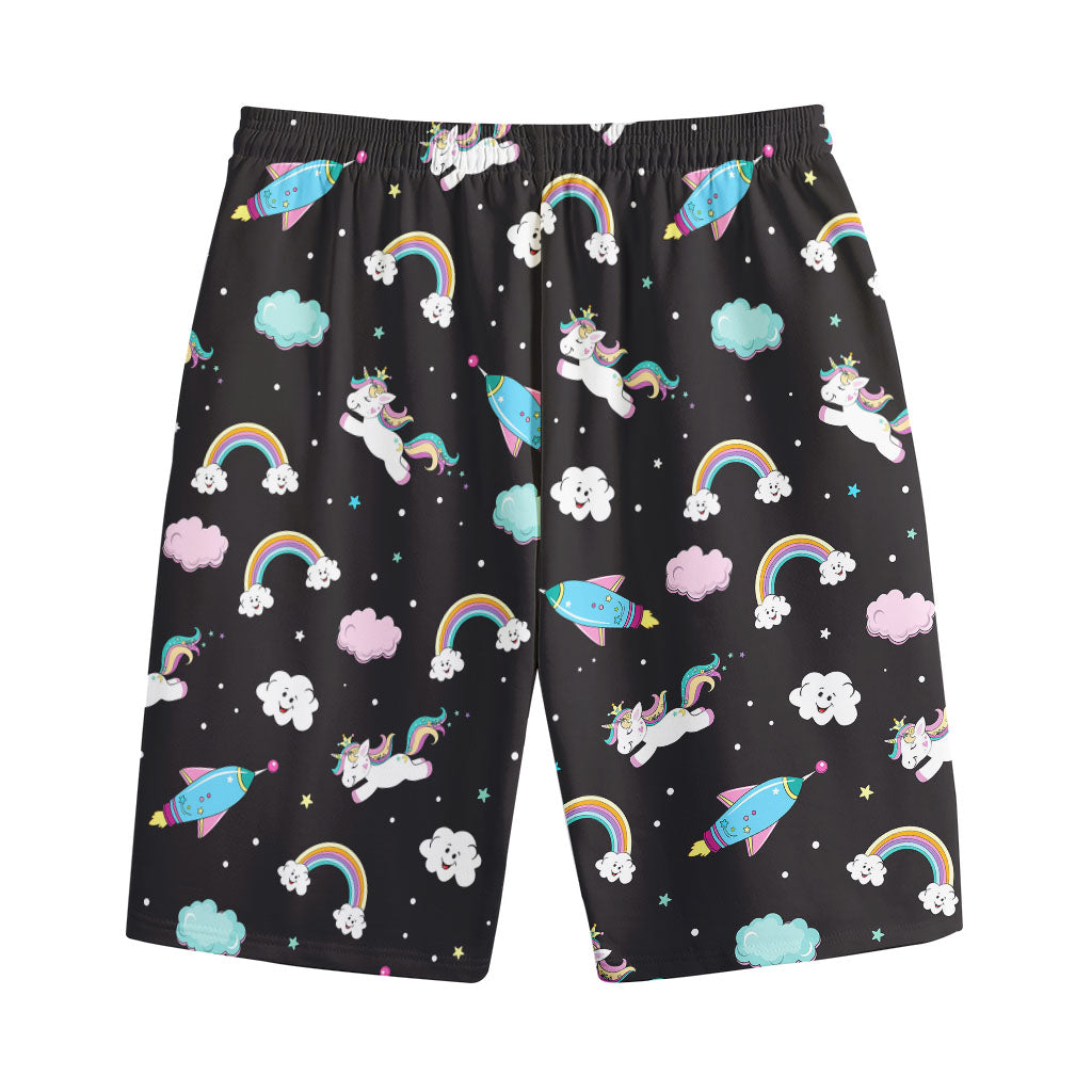 Star Space Unicorn Pattern Print Cotton Shorts