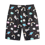 Star Space Unicorn Pattern Print Cotton Shorts