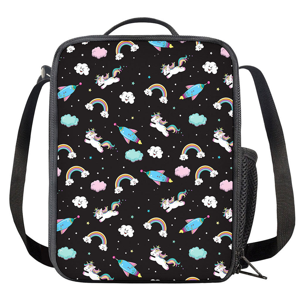 Star Space Unicorn Pattern Print Crossbody Lunch Bag
