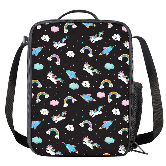 Star Space Unicorn Pattern Print Crossbody Lunch Bag