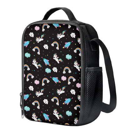 Star Space Unicorn Pattern Print Crossbody Lunch Bag