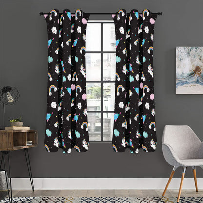 Star Space Unicorn Pattern Print Curtain