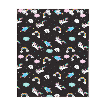 Star Space Unicorn Pattern Print Curtain