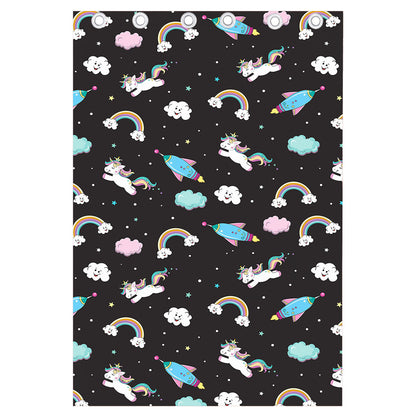 Star Space Unicorn Pattern Print Curtain