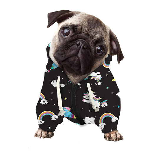 Star Space Unicorn Pattern Print Dog Zip Up Hoodie