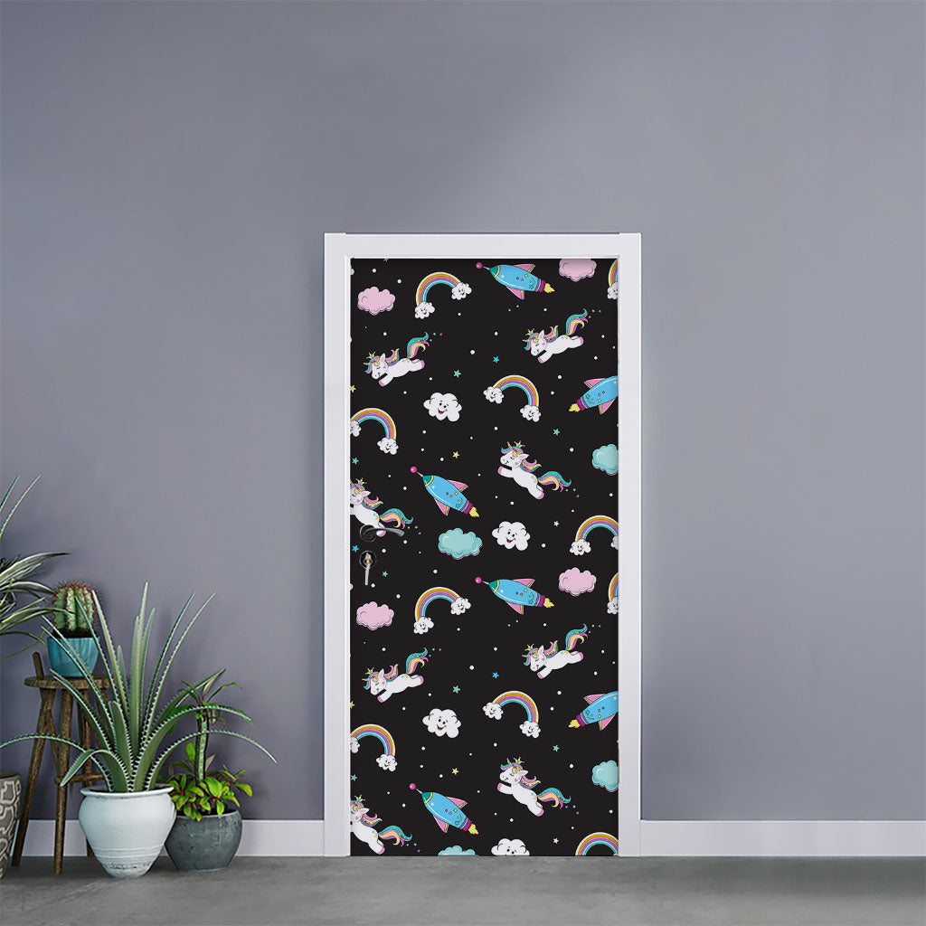 Star Space Unicorn Pattern Print Door Sticker