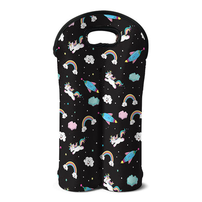 Star Space Unicorn Pattern Print Double Neoprene Wine Tote