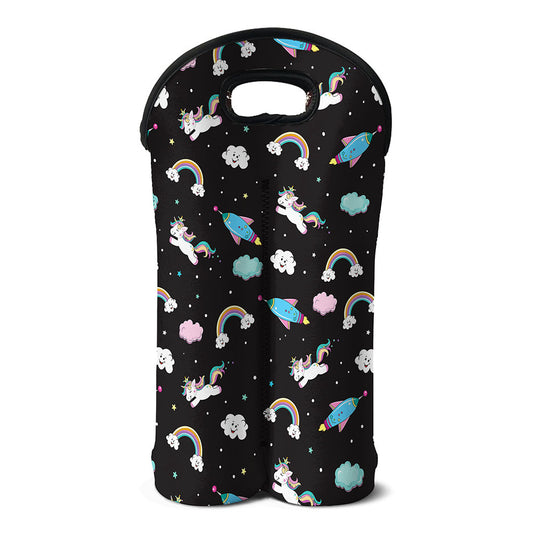 Star Space Unicorn Pattern Print Double Neoprene Wine Tote