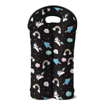 Star Space Unicorn Pattern Print Double Neoprene Wine Tote