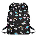 Star Space Unicorn Pattern Print Drawstring Backpack