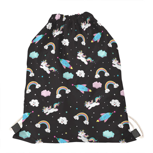 Star Space Unicorn Pattern Print Drawstring Bag