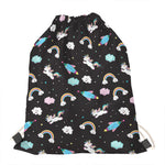 Star Space Unicorn Pattern Print Drawstring Bag