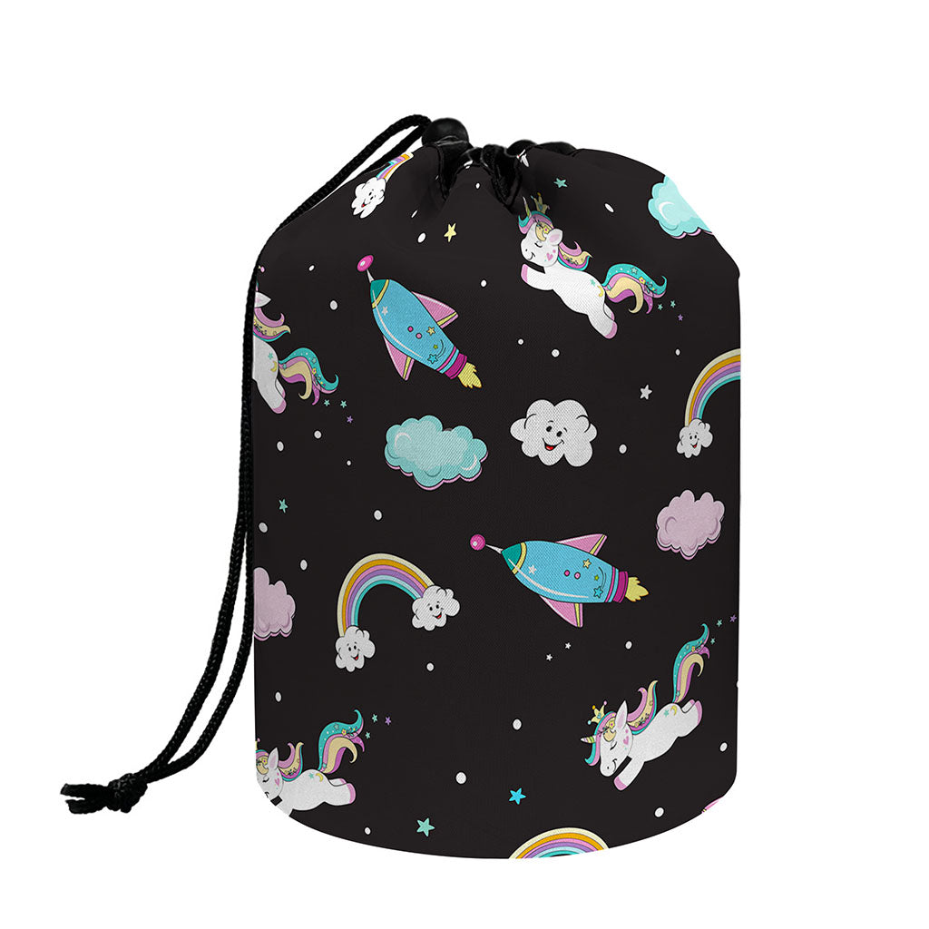 Star Space Unicorn Pattern Print Drawstring Makeup Bag