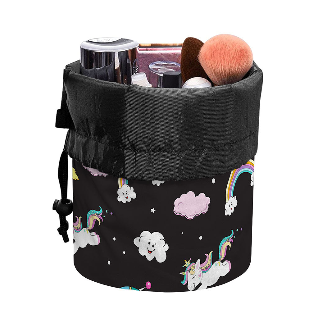 Star Space Unicorn Pattern Print Drawstring Makeup Bag