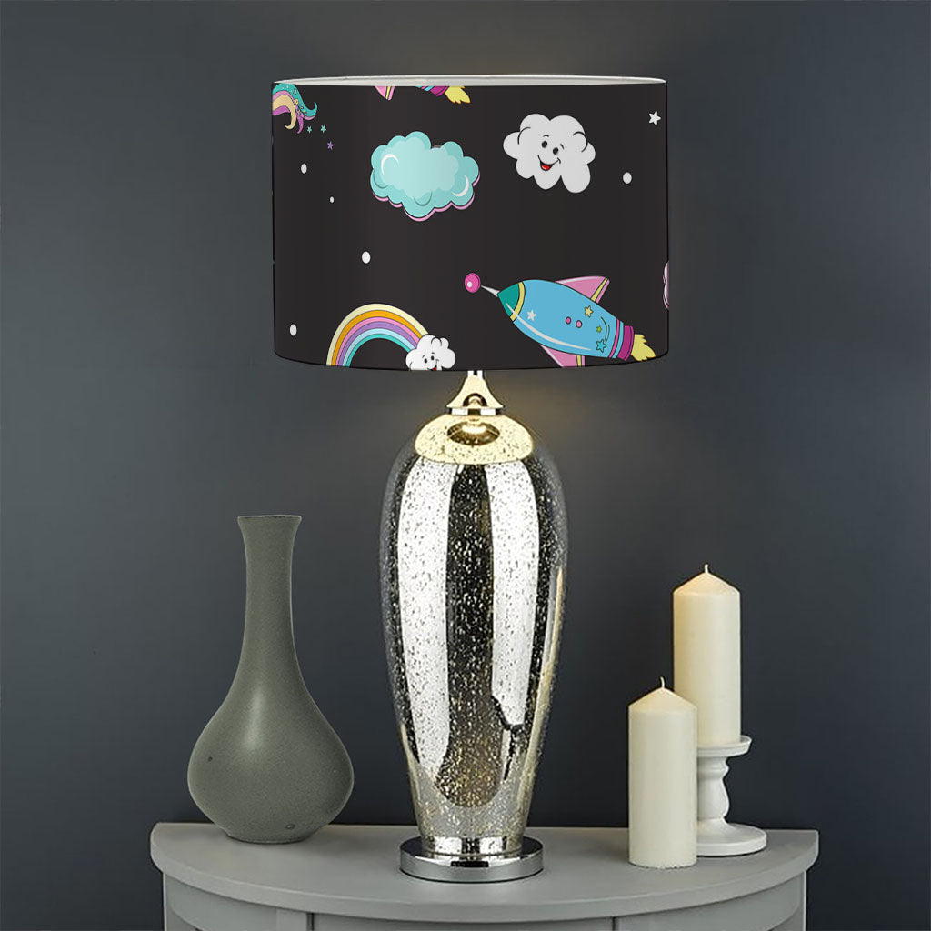 Star Space Unicorn Pattern Print Drum Lamp Shade