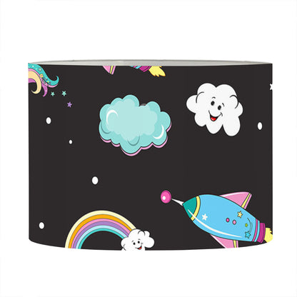 Star Space Unicorn Pattern Print Drum Lamp Shade