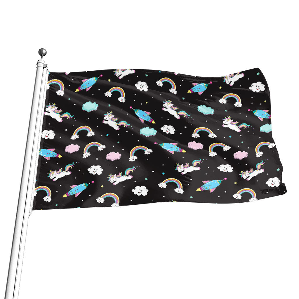 Star Space Unicorn Pattern Print Flag