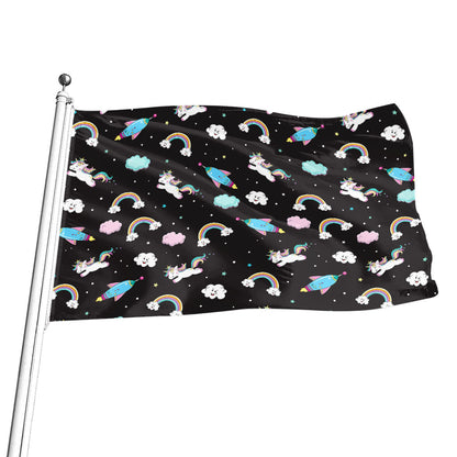 Star Space Unicorn Pattern Print Flag