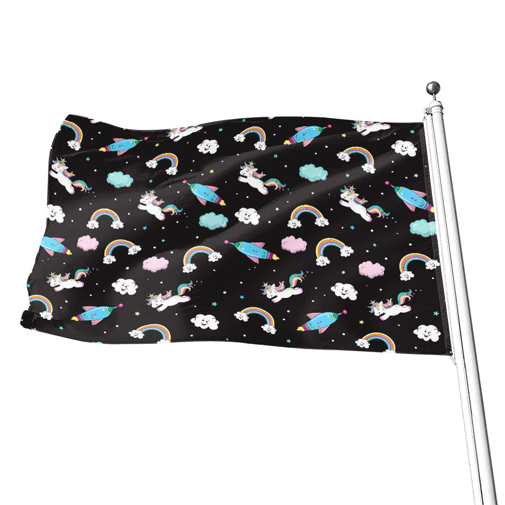 Star Space Unicorn Pattern Print Flag