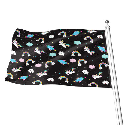 Star Space Unicorn Pattern Print Flag