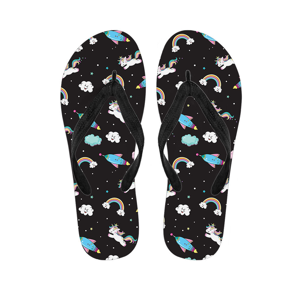 Star Space Unicorn Pattern Print Flip Flops