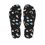 Star Space Unicorn Pattern Print Flip Flops