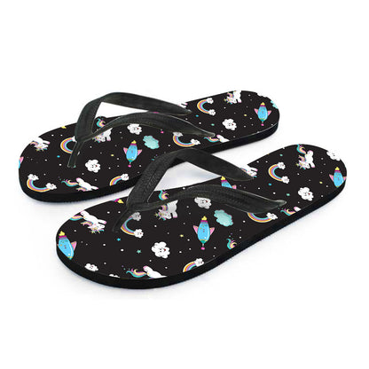 Star Space Unicorn Pattern Print Flip Flops