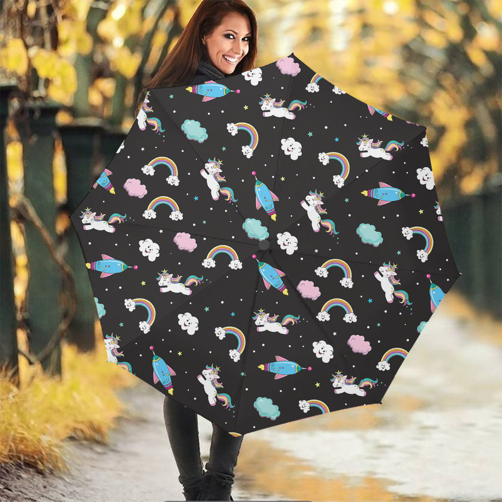 Star Space Unicorn Pattern Print Foldable Umbrella