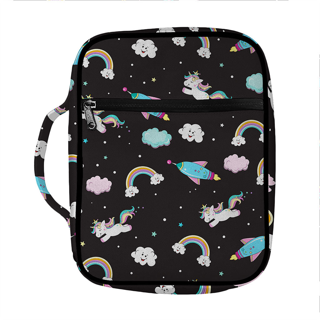 Star Space Unicorn Pattern Print Front Pocket Bible Bag