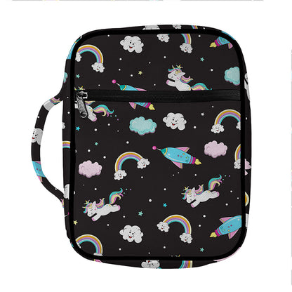 Star Space Unicorn Pattern Print Front Pocket Bible Bag