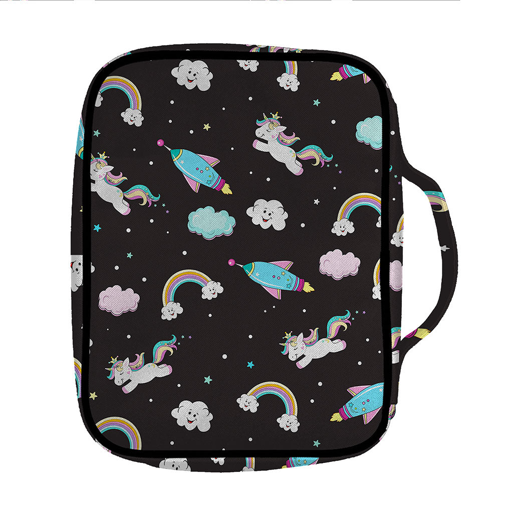 Star Space Unicorn Pattern Print Front Pocket Bible Bag