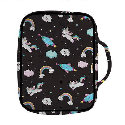 Star Space Unicorn Pattern Print Front Pocket Bible Bag
