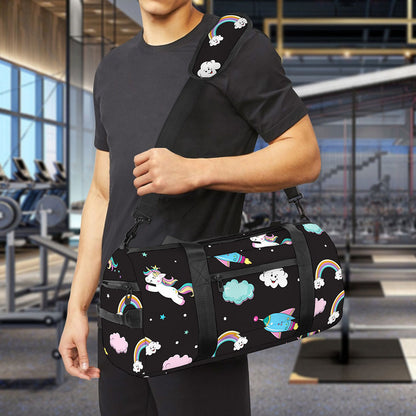 Star Space Unicorn Pattern Print Gym Bag