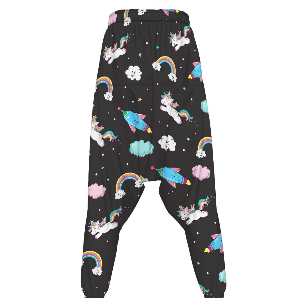 Star Space Unicorn Pattern Print Hammer Pants