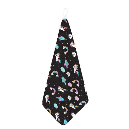 Star Space Unicorn Pattern Print Hand Towel