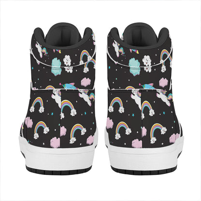 Star Space Unicorn Pattern Print High Top Leather Sneakers
