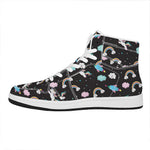 Star Space Unicorn Pattern Print High Top Leather Sneakers