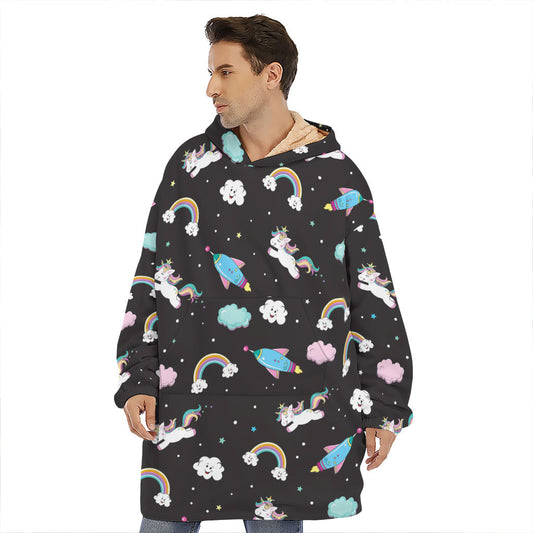 Star Space Unicorn Pattern Print Hoodie Blanket